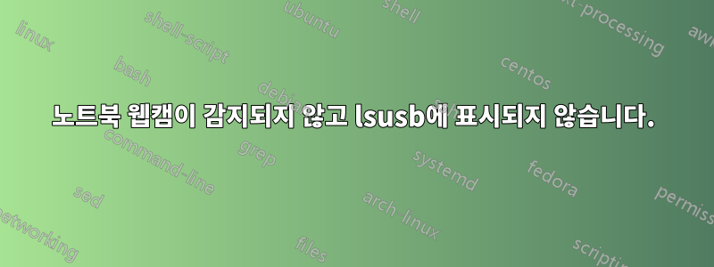 노트북 웹캠이 감지되지 않고 lsusb에 표시되지 않습니다.