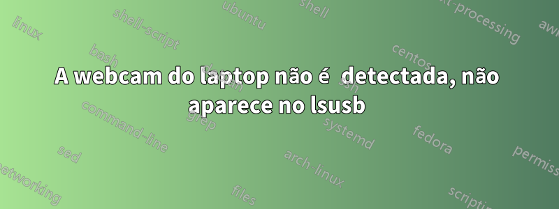 A webcam do laptop não é detectada, não aparece no lsusb