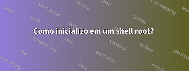 Como inicializo em um shell root?