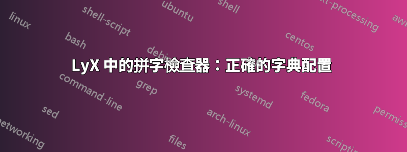 LyX 中的拼字檢查器：正確的字典配置