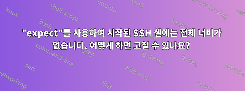 "expect"를 사용하여 시작된 SSH 셸에는 전체 너비가 없습니다. 어떻게 하면 고칠 수 있나요?