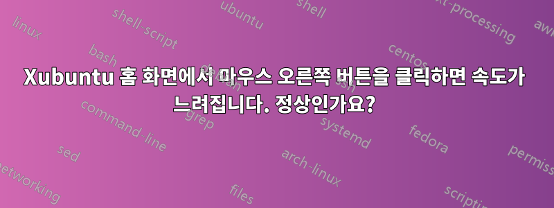 Xubuntu 홈 화면에서 마우스 오른쪽 버튼을 클릭하면 속도가 느려집니다. 정상인가요?