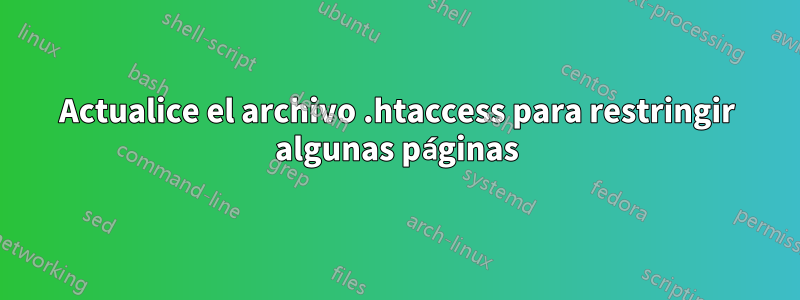 Actualice el archivo .htaccess para restringir algunas páginas