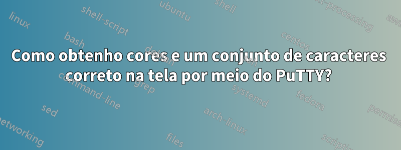 Como obtenho cores e um conjunto de caracteres correto na tela por meio do PuTTY?