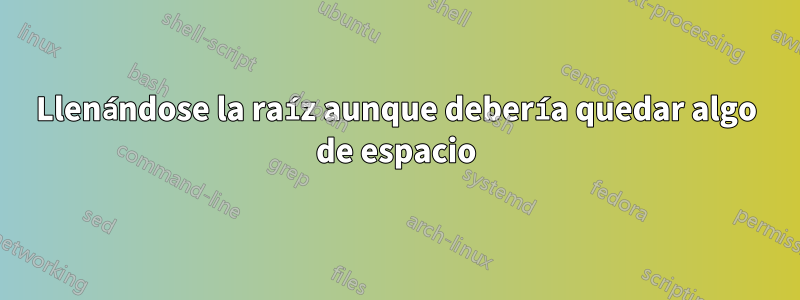 Llenándose la raíz aunque debería quedar algo de espacio