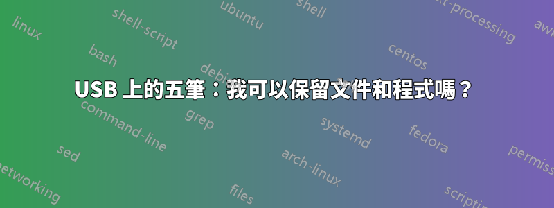 USB 上的五筆：我可以保留文件和程式嗎？