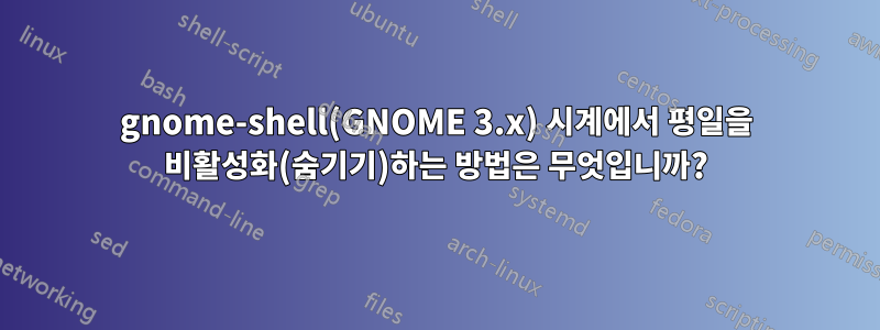 gnome-shell(GNOME 3.x) 시계에서 평일을 비활성화(숨기기)하는 방법은 무엇입니까?