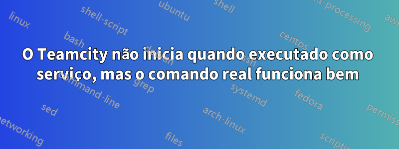 O Teamcity não inicia quando executado como serviço, mas o comando real funciona bem