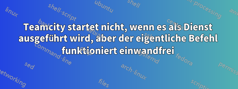 Teamcity startet nicht, wenn es als Dienst ausgeführt wird, aber der eigentliche Befehl funktioniert einwandfrei