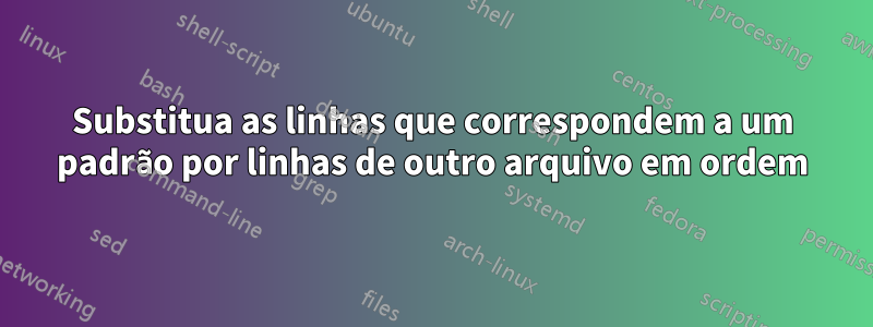 Substitua as linhas que correspondem a um padrão por linhas de outro arquivo em ordem