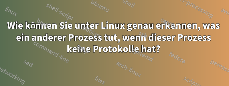 Wie können Sie unter Linux genau erkennen, was ein anderer Prozess tut, wenn dieser Prozess keine Protokolle hat?