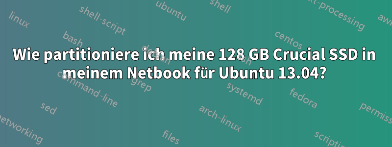 Wie partitioniere ich meine 128 GB Crucial SSD in meinem Netbook für Ubuntu 13.04?