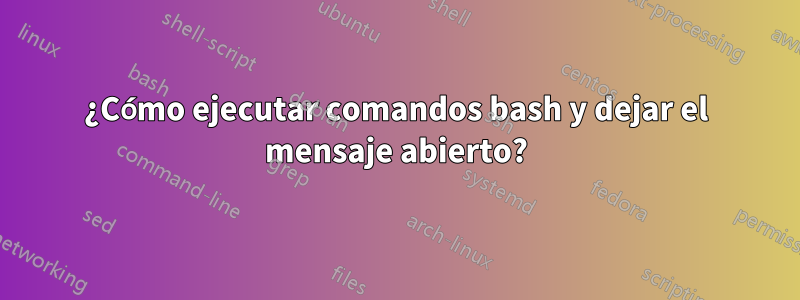¿Cómo ejecutar comandos bash y dejar el mensaje abierto?