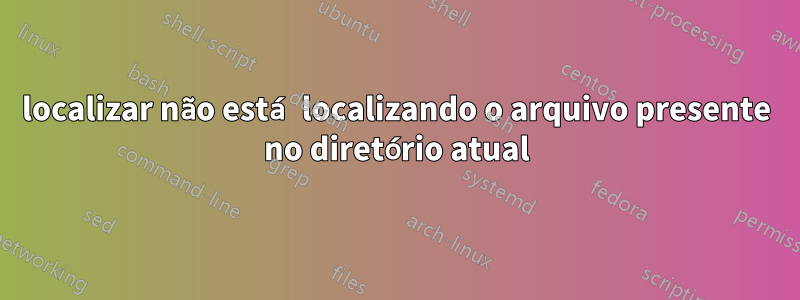 localizar não está localizando o arquivo presente no diretório atual