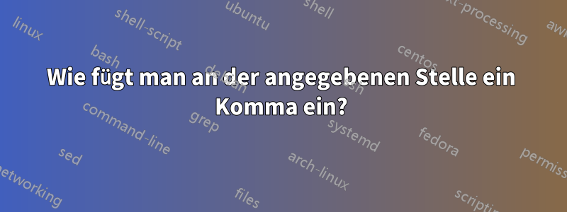 Wie fügt man an der angegebenen Stelle ein Komma ein?