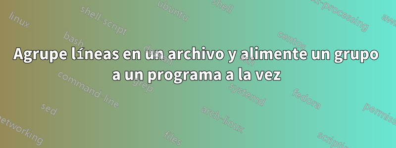 Agrupe líneas en un archivo y alimente un grupo a un programa a la vez