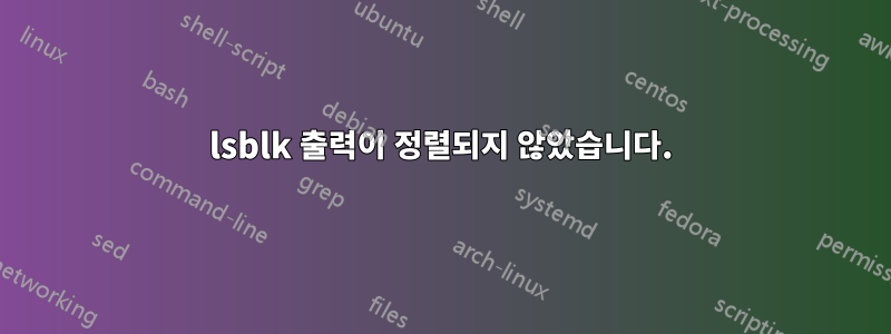lsblk 출력이 정렬되지 않았습니다.