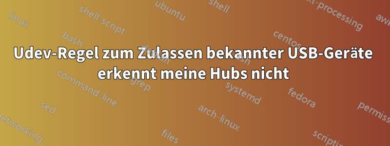 Udev-Regel zum Zulassen bekannter USB-Geräte erkennt meine Hubs nicht