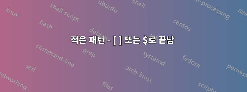 적은 패턴 - [ ] 또는 $로 끝남