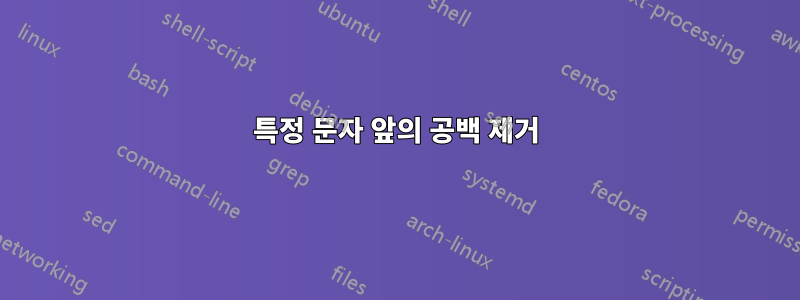 특정 문자 앞의 공백 제거