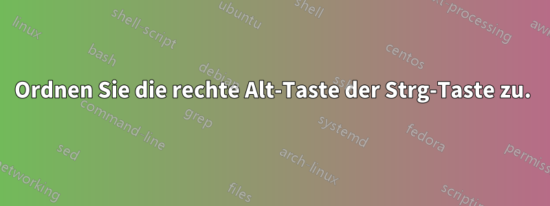 Ordnen Sie die rechte Alt-Taste der Strg-Taste zu.