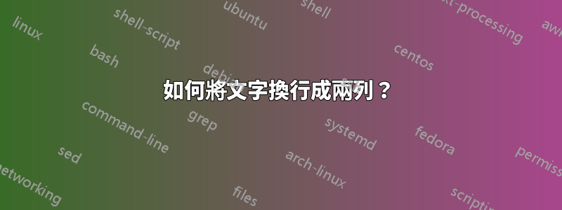 如何將文字換行成兩列？
