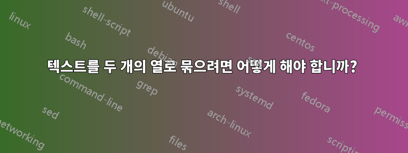 텍스트를 두 개의 열로 묶으려면 어떻게 해야 합니까?
