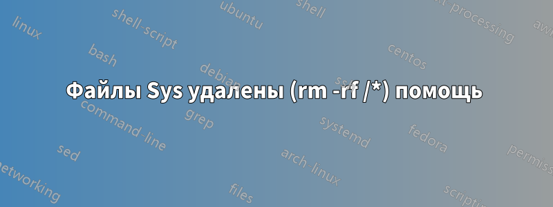 Файлы Sys удалены (rm -rf /*) помощь