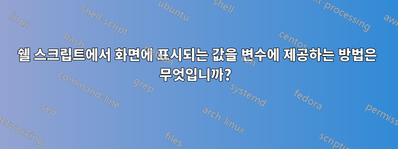 쉘 스크립트에서 화면에 표시되는 값을 변수에 제공하는 방법은 무엇입니까? 