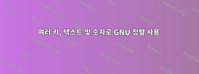 여러 키, 텍스트 및 숫자로 GNU 정렬 사용