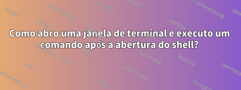 Como abro uma janela de terminal e executo um comando após a abertura do shell?