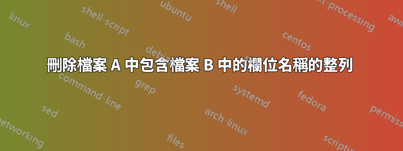 刪除檔案 A 中包含檔案 B 中的欄位名稱的整列