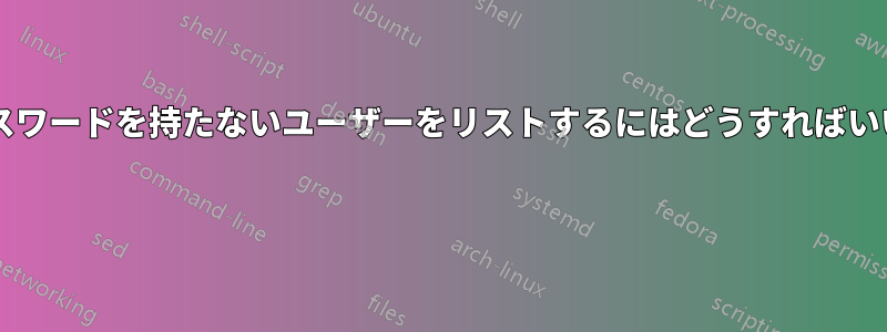 強力なパスワードを持たないユーザーをリストするにはどうすればいいですか? 