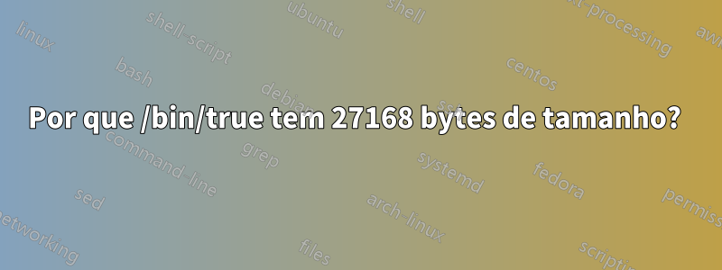 Por que /bin/true tem 27168 bytes de tamanho? 