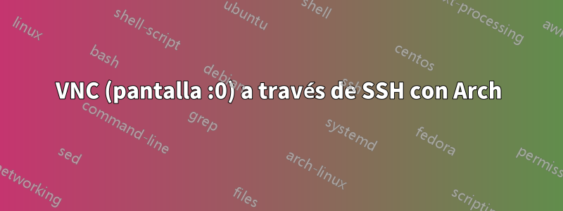 VNC (pantalla :0) a través de SSH con Arch