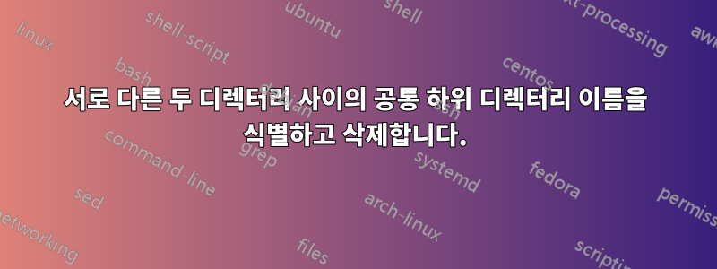 서로 다른 두 디렉터리 사이의 공통 하위 디렉터리 이름을 식별하고 삭제합니다.