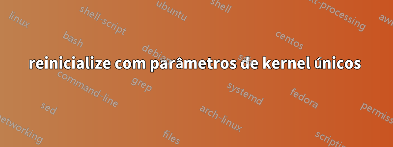 reinicialize com parâmetros de kernel únicos