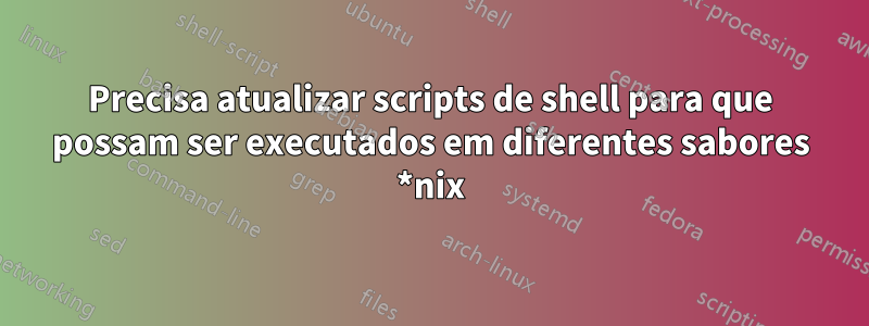 Precisa atualizar scripts de shell para que possam ser executados em diferentes sabores *nix