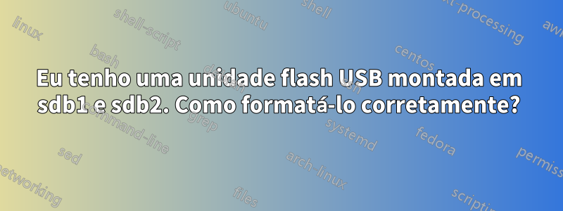 Eu tenho uma unidade flash USB montada em sdb1 e sdb2. Como formatá-lo corretamente?