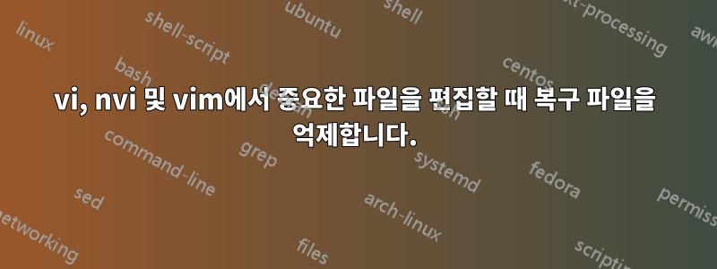 vi, nvi 및 vim에서 중요한 파일을 편집할 때 복구 파일을 억제합니다.