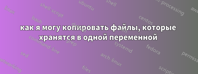 как я могу копировать файлы, которые хранятся в одной переменной