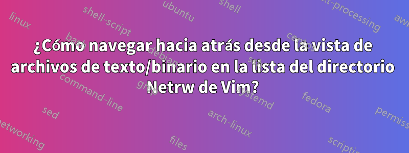 ¿Cómo navegar hacia atrás desde la vista de archivos de texto/binario en la lista del directorio Netrw de Vim?