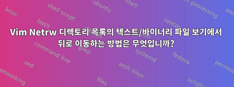 Vim Netrw 디렉토리 목록의 텍스트/바이너리 파일 보기에서 뒤로 이동하는 방법은 무엇입니까?