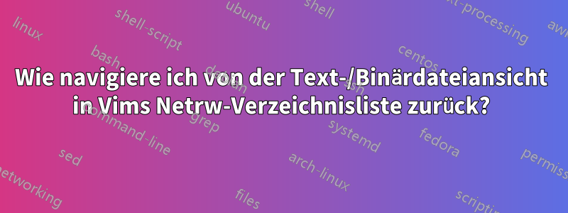 Wie navigiere ich von der Text-/Binärdateiansicht in Vims Netrw-Verzeichnisliste zurück?