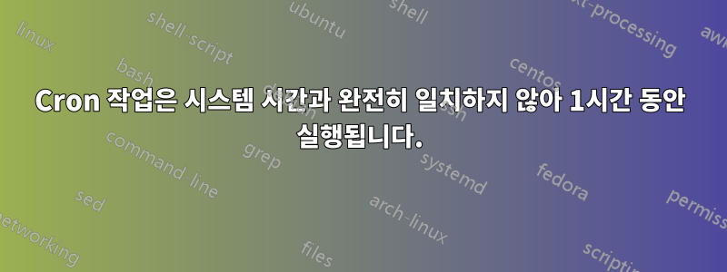 Cron 작업은 시스템 시간과 완전히 일치하지 않아 1시간 동안 실행됩니다.