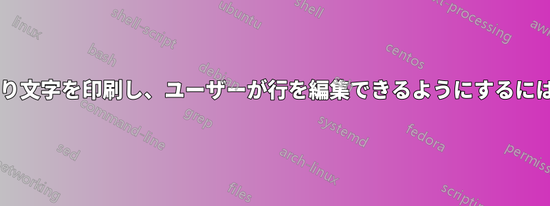 標準入力の読み取り中に区切り文字を印刷し、ユーザーが行を編集できるようにするにはどうすればよいでしょうか?