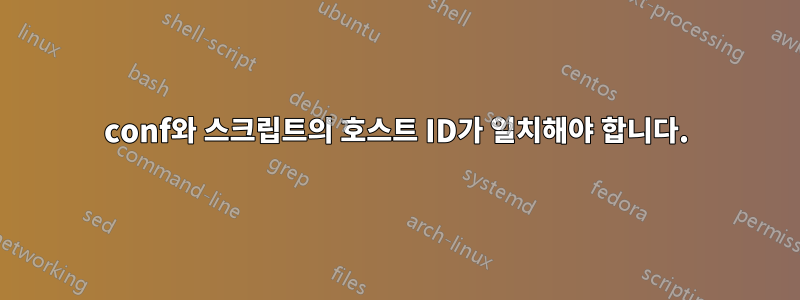 conf와 스크립트의 호스트 ID가 일치해야 합니다.