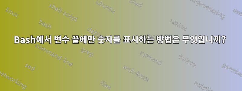 Bash에서 변수 끝에만 숫자를 표시하는 방법은 무엇입니까?