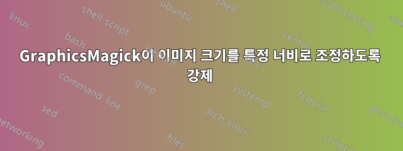 GraphicsMagick이 이미지 크기를 특정 너비로 ​​조정하도록 강제