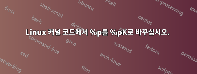 Linux 커널 코드에서 %p를 %pK로 바꾸십시오.